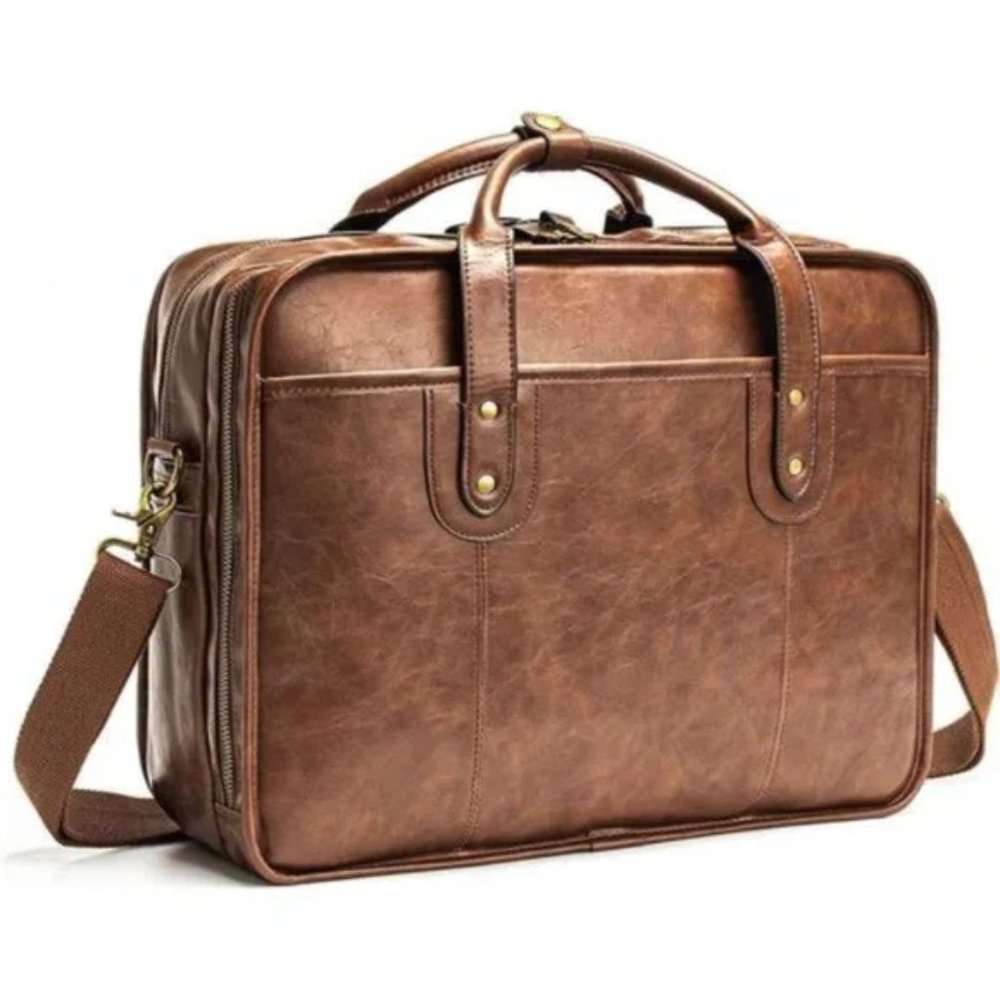 New Leather Briefcases for Men 15.6 Inch